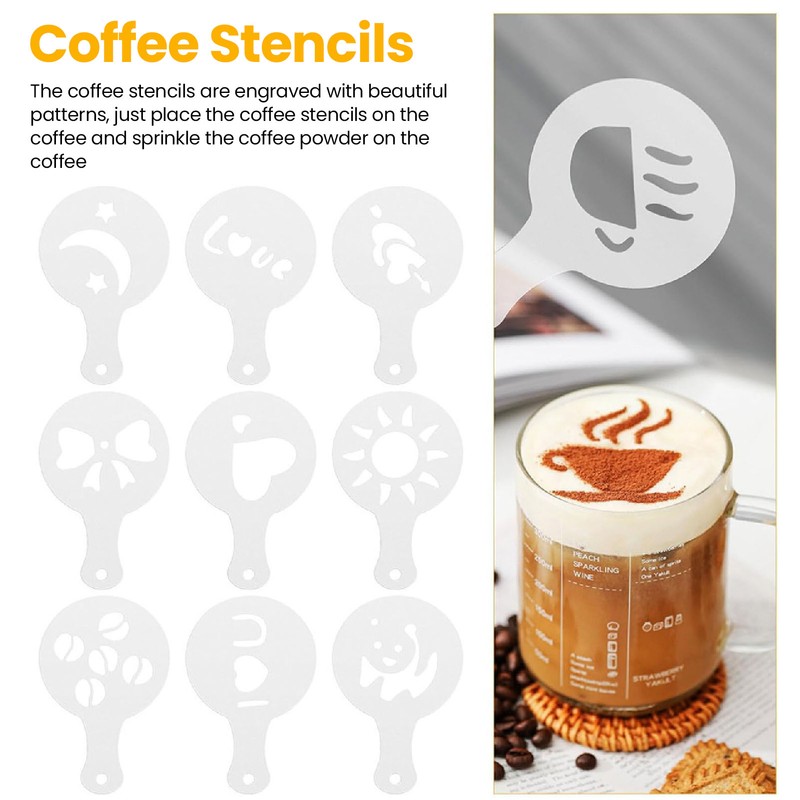 Coffee Decorating Stencils Coffee Carving Pen Set Stainless Steel Portable