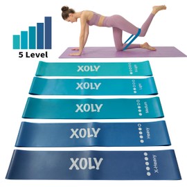Resistance Bands By XOLY (Set of 5) Skin-Friendly Resistance Fitness Exercise Loop Bands with 5 Levels-Carrying Bag Included-Ideal for Home, Gym, Yoga, Training (Blue)
