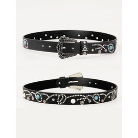 TOPACC Western Belts for Women Cute Turquoise Cowgirl Cowboy Studded Country Belt for Jeans Pants Girls Fashion