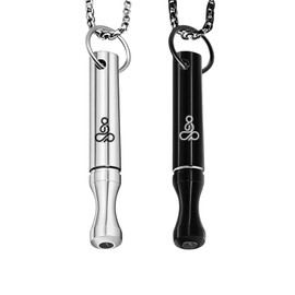 HotoPink 2 Pcs Portable Mindful Necklace Set, Stainless Steel Breathing Necklace in 2 Colors Whistle for Yoga Meditation, Anxiety Relief, Relaxation, Exercise Adults/Men/Women/ADHD
