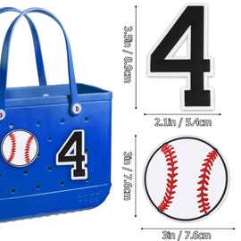 2 dijes de números para bolsa Bogg Insertar colgantes decorativos para bolsa Bogg, compatibles con bolsa Bogg original, todos los modelos, 2 dijes de béisbol para bolsa Bogg, accesorios para bolso de