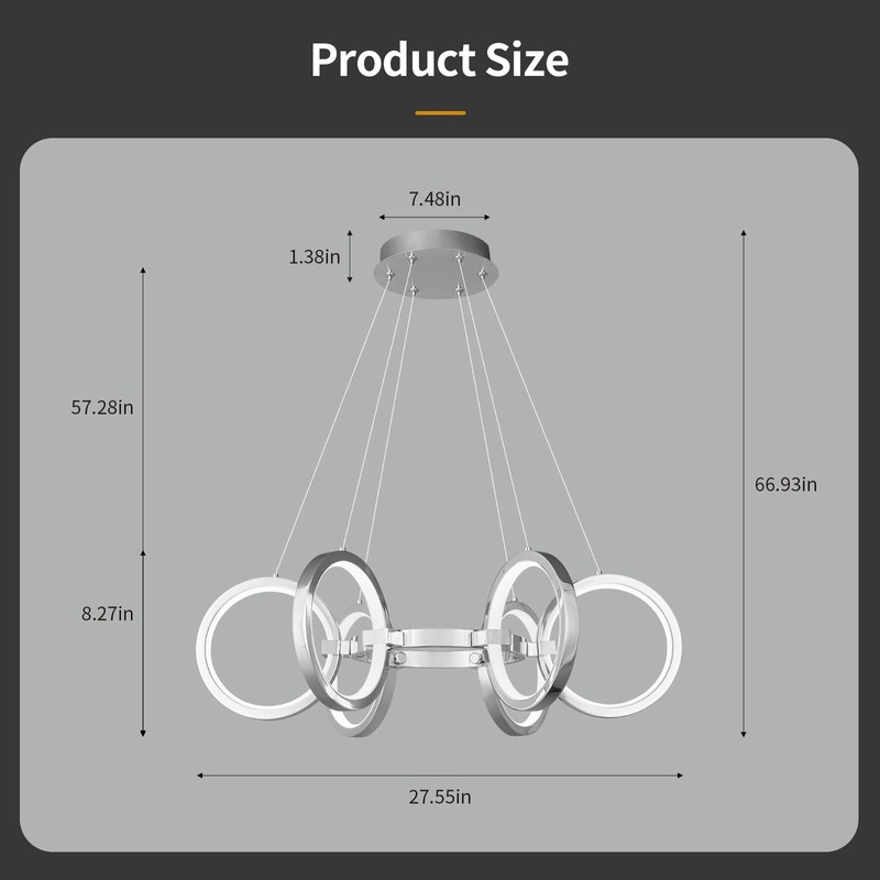 FDPBY Modern LED Chandelier Dimmable Round Pendant Light Fixtures 6