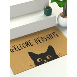 Assaoy Funny Doormat,Black Cat Doormat Welcome Peasants Door mat Outdoor Entrance Welcome Floor Mat Fall Front Door mat,Indoor Entrance Rubber Rugs Washable Patio Home Decoration