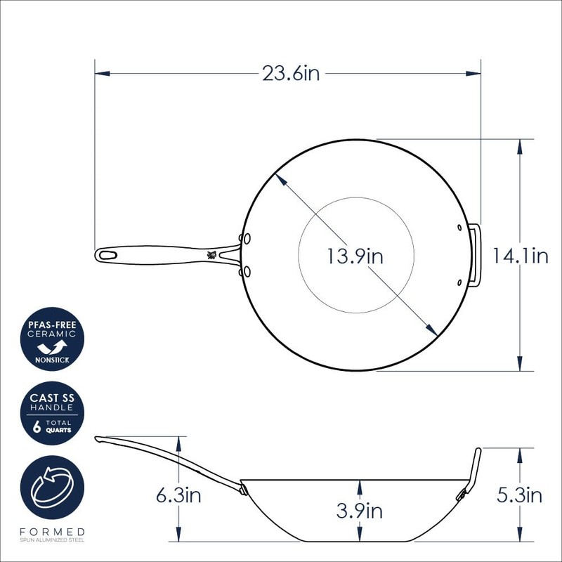 Nordic Ware Basalt Aluminized Steel Spun Wok, 14-Inch, Ceramic Coating