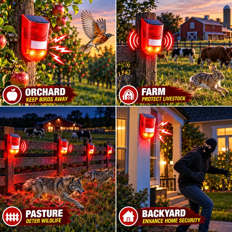 Solar Motion Sensor Alarm for Outdoor Security – 129dB Siren