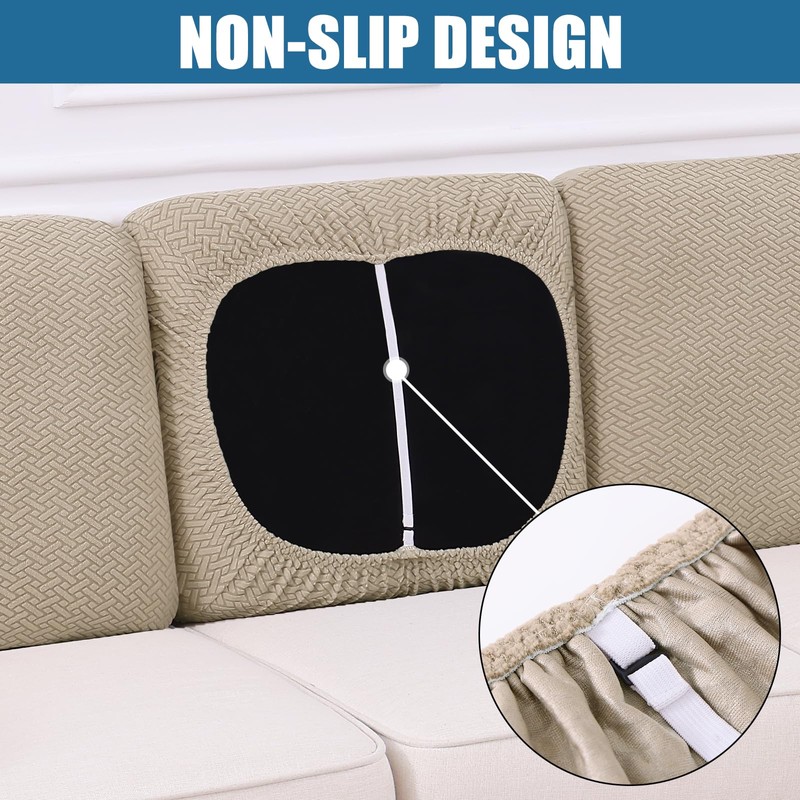 Smiry Waterproof Couch Cushion Covers, Stretch Jacquard Thick Sofa Cushion