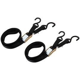 Neutron Nylon Cam Buckle Tie Downs 1"x72" Rubber Coated Hooks (Pair) Black for ATV Motorcycle Cargo Straps