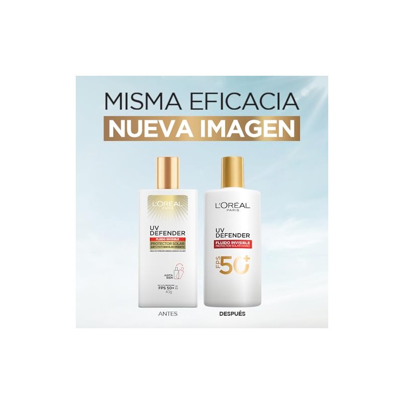 Oréal Paris Defender Fluido Invisible Fps Protección Solar Facial Ligero