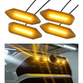 LED Grille Lights for 2019-2024 Toyota RAV4 Front Grill Light DRL Accessories 2022 2021 2020 2023 (Amber, LE XLE Premium Limited)