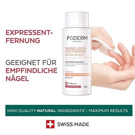 PODERM - Nail Polish Remover Acetone-Free Extra Gentle with Tea Tree - Quick & Easy Nail Polish Removal - Strengthening & Nourishing for Nails - Ideal for Sensitive Nails - 100 ml - Swiss Lab