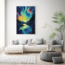 Framed Paint by Numbers Kit for Adults Beginner 8x12 Inch, Starry Night Adult Paint by Number Kits on Canvas, DIY Acrylic Watercolor Landscape Oil Paint by Number for Adults for Home Decor Gift