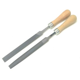 Hand File Set with Lutz Skroo-Zon #4 Wood Handle Flat & Half Round Hand Files