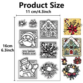 CRASPIRE 2 Sheets Snowman Stamp Set Reusable Merry Christmas Snowflake Santa Claus Xmas Clear Silicone Transparent Stamps for Scrapbooking Supplies Embossing Paper Card Album Decoration Crafting