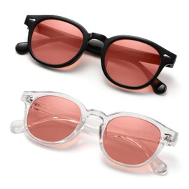 ZIHVEUC ZIHVEUC 2 Pack FL Fluorescent 41 Tinted Migraine Glasses Light Sensitivity Eyeglasses Indoor/Outdoor Photophobia Eyewear(Black+Clear,0.00)