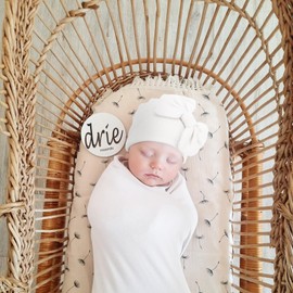 AQOKKA Newborn Receiving Blanket with Bow Hat Mittens Set Nursery Swaddle Wrap Toddler Swaddles for Newborn Baby Boy Girl