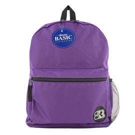 BAZIC School Backpack 16" Purple, Lightweight School Bag Padded Back & Adjustable Strap for Students, Travel Bag Fit A4 Notebook, 12-Pack