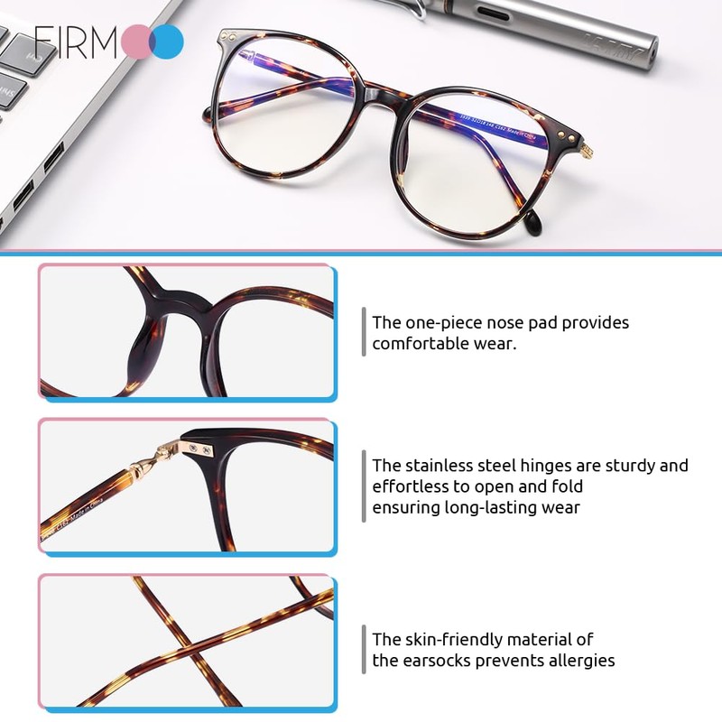 Firmoo Blue Light Filter Computer Glasses Without Visibility for Women/Men,