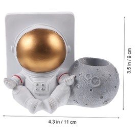 Operitacx 1pc Astronaut Pen Holder Shelving Silverware Pen Cups Cosmetic Travel Bag Makeup Brush Jar Transparent Makeup Holder Display Liner Makeup Brush Cup Organizer Handle Kit Resin White
