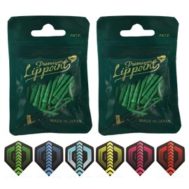 THOR-DARTS L-Style Dart Tips in Double Pack Flights (2 x 30 Pieces + 1 Set Flights) Green Premium Lippoint 2BA Standard Thread, Plastic Soft Tip Dart Points (Pack of 60) 2BA Thread