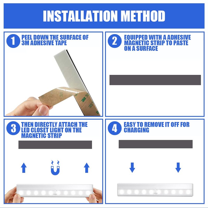 SIXDEFLY Led Motion Sensor Closet Lights 6 Pack, Wireless Under