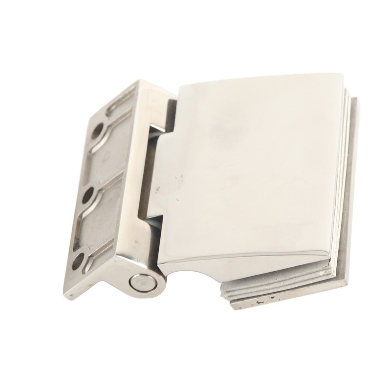 Curved Single‑Sided Hinge Stainless Steel Bathroom Hinge for Tempered 8‑12mm