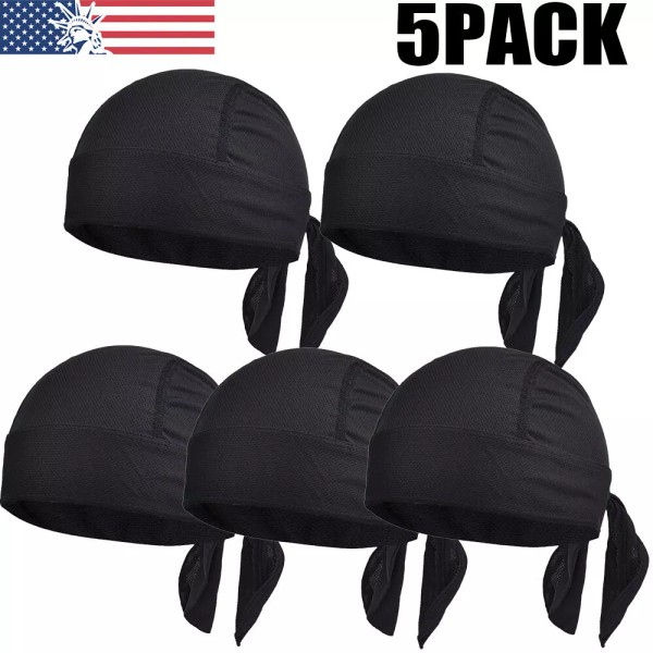 Unbranded 5PACK Sweat Wicking Do Doo Rag Dew Rag Helmet