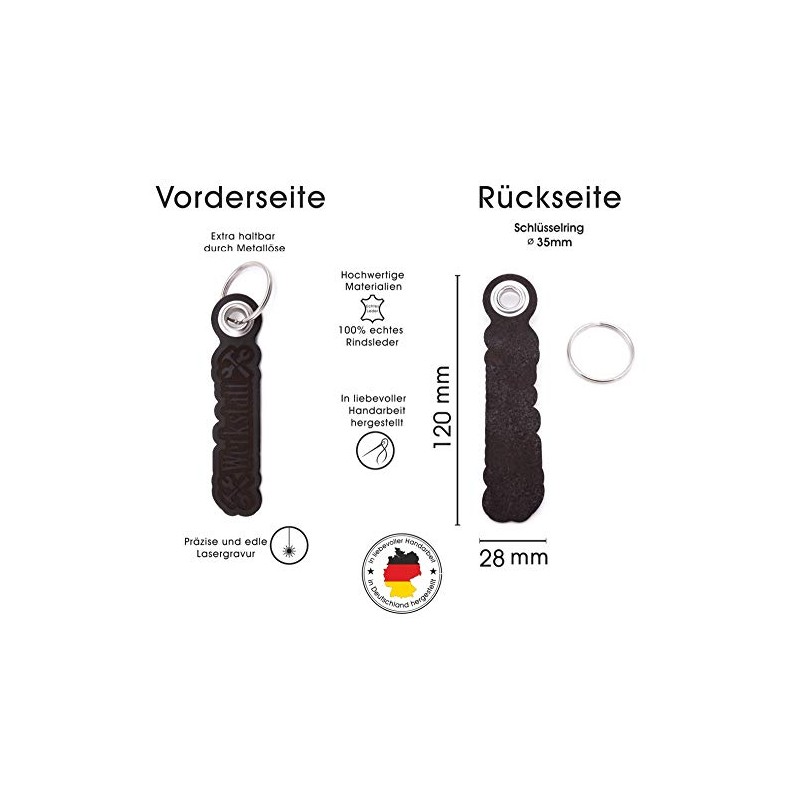Samunshi® Leather Keyring with Engraving with Lettering Motifs Gifts Made