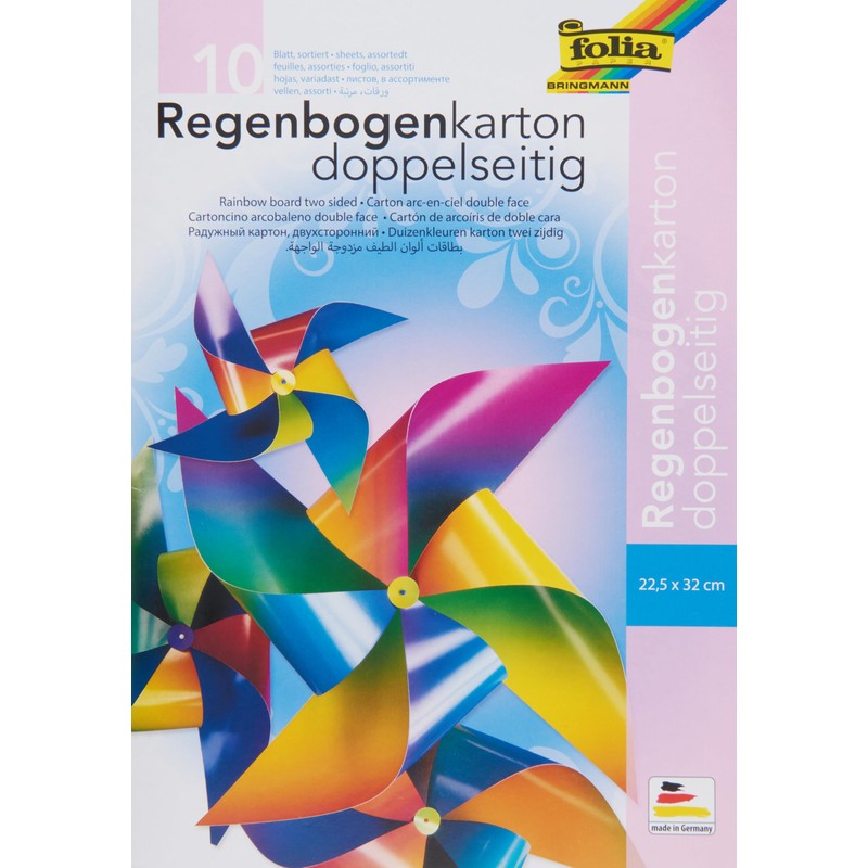Rainbow Coloured Cardboard, 200 g/m², 22 x 32 cm, 10