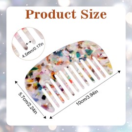 Wide Tooth Tortoise Comb, Acetate Hair Detangling Comb Anti-Static Large Tooth Comb Travel Pocket Size Comb French Hair Comb for Wet and Dry Long, Short Hair, Curly and Straight Hair, Multicolor