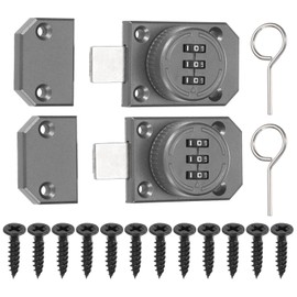 PATIKIL Combination Cabinet Lock, 3-Digit Password Cabinet Lock 2 Pcs Zinc Alloy Mechanical Keyless Safety Door Latch for One Way Door Drawer Cupboard, Grey