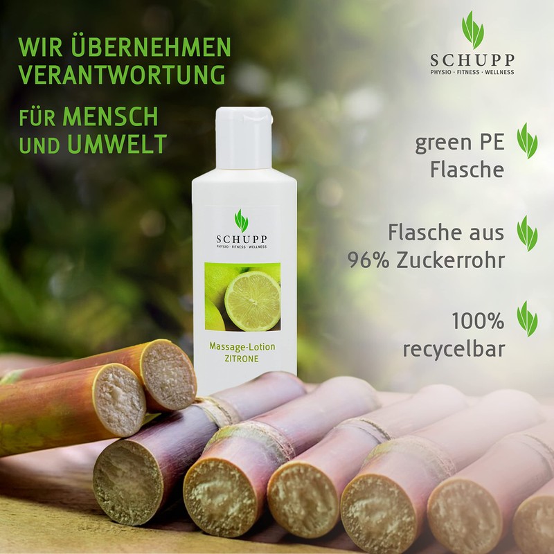 SCHUPP Massage-Lotion Zitrone, 200ml - Massage-Creme für gute Gleitfähigkeit -