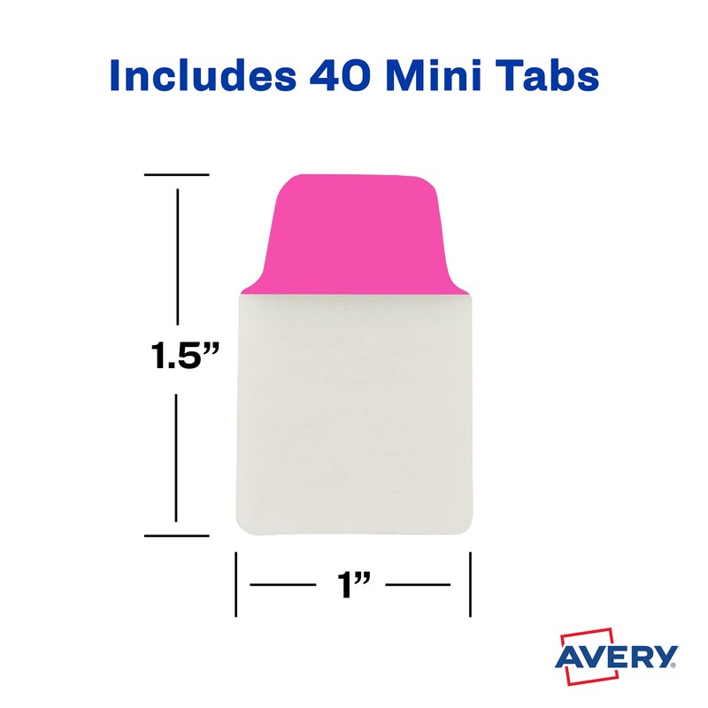 Avery Mini Ultra Tabs, 1" x 1.5", 2-Side Writable, Assorted