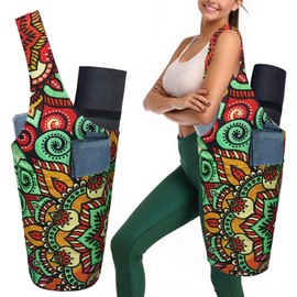 saniwu Women's Yoga Mat Bag Carrier – Large Capacity Linen Tote with Side Pocket & Zippered Interior for Gym Travel