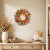 20 Inch Pre-Lit Pumpkin Fall Wreath for Front Door, 30