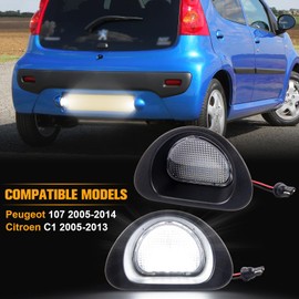 POPMOTORZ LED Number Plate Light, 2 Pieces LED Number Plate Light with CanBus Error Free 2835 SMD for 107 2005-2014 C-itroen C1 2005-2013