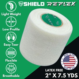 Shield Reflex | Stretch Athletic Tape, Tear by Hand, Made in USA, Thin, Flexible, Elastic Sports Tape, Spatting Football Tape 6 Pack (Arctic White, 2 Inch)