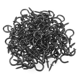 HELIFOUNER 120 Pieces 3/4 inch Cup Screw Hooks, Ceiling Hanging Hooks, Black
