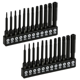 ARES 31014-24-Piece Tamper Resistant Long Torx Bit Set – Industrial Grade S2 Steel Tamper-Proof Torx Bits – 1/4-Inch Hex Shank Fits Standard Drill Chucks and Quick Connect Couplers