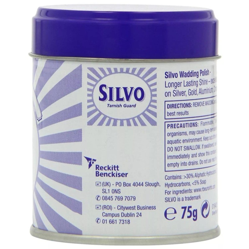 Silvo Metal Polish Wadding 75g Multicolour Ideal for Gold Silver