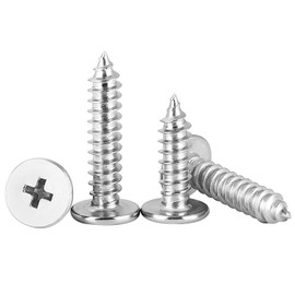 Qrity Pack of 20 Self-Tapping Screws, M4 x 14 mm Phillips Wood Screws, Ultra Thin Flat Head Screws for Plastic, Wooden Furniture
