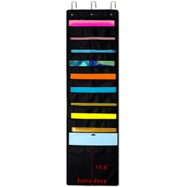 ZENXUS Hanging Organizer, 12x12 Paper Storage, Deep Pocket Vinyl Holder, for Cardstock, Scrapbook, Craft Paper, 3 Door Hooks Included