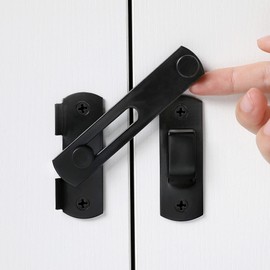 INIRET 4 Packs Barn Door Latches，3.93” x 2.75” Black Stainless Steel barn gate flip Door Latch Bi-fold Door Lock,Sliding Door Antique Lock Gate Latches Wine Cabinet Closet Door Latches