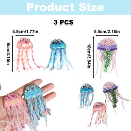 3PCS Jellyfish Beaded Sequin Patches, Jellyfish Sew on Applique with Fringe, Glitter Sew on Emblem, Sea Creature Embroidery Patches for Clothes Jeans Jacket Hat Bag DIY Sewing Craft Decoration