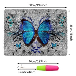 Latch Hook Rug Kit, DIY Latch Hook Rug Making Kit for Adults Kids, Cross Stitch Kit Carpet Making Needlework for Beginners, Home Decor, 20" X 15",Butterfly