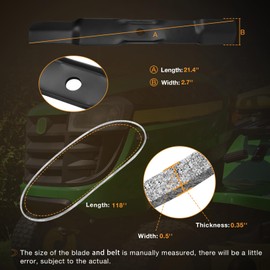 UC22008 lawn mower Blades & GX25628 Lawn Mower Belt, 118''x 0.5'' Belt& M170642 Mower Blade Compatible with John Deere 42'' Deck Zero-Turn Z Trak Mower Z315E Z320M Z320R Z335E Z335M Z345M Z345R