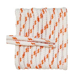 FootGalaxy Round Laces for Boots and Shoes, 36, White with Orange Chip
