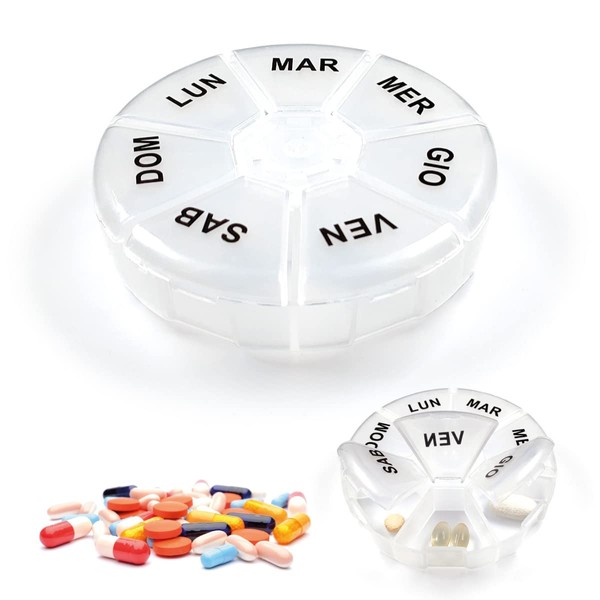 Weekly Pill Box in Italian with 7 Compartments 7 Days Card Holder Daily Organizer Medicine Tablet Holder Medicinal Pills
