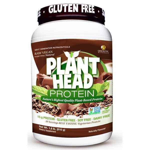 Genceutic Naturals Plant Head Protein Dietary Supplement, Chocolate, 1.8 Pounds