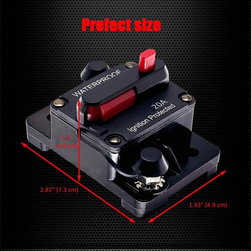 20A Circuit Breaker, Ampper Surface Mount DC 12V-48V Waterproof Thermal