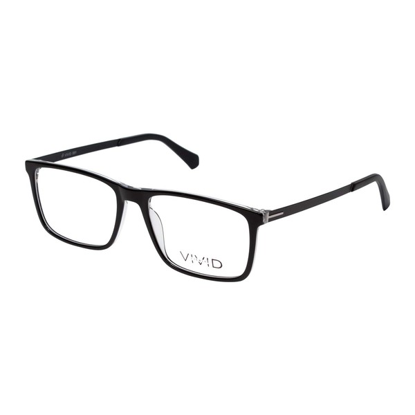 Vivid Designer Reading Eye Glasses 891 in Glossy Black/Crystal Clear
